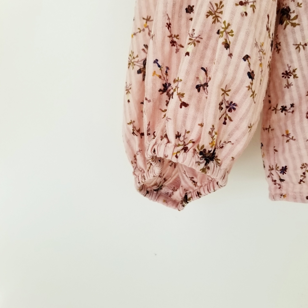 Madewell Mauve Pink Bouquet Floral Sophia Long Puff Sleeve Peasant Top 4X - Picture 4 of 8